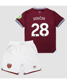 Billige Fotballdrakt West Ham United Tomas Soucek #28 Replika Hjemmedraktsett Barn 2025-26 Kortermet (med bukser)